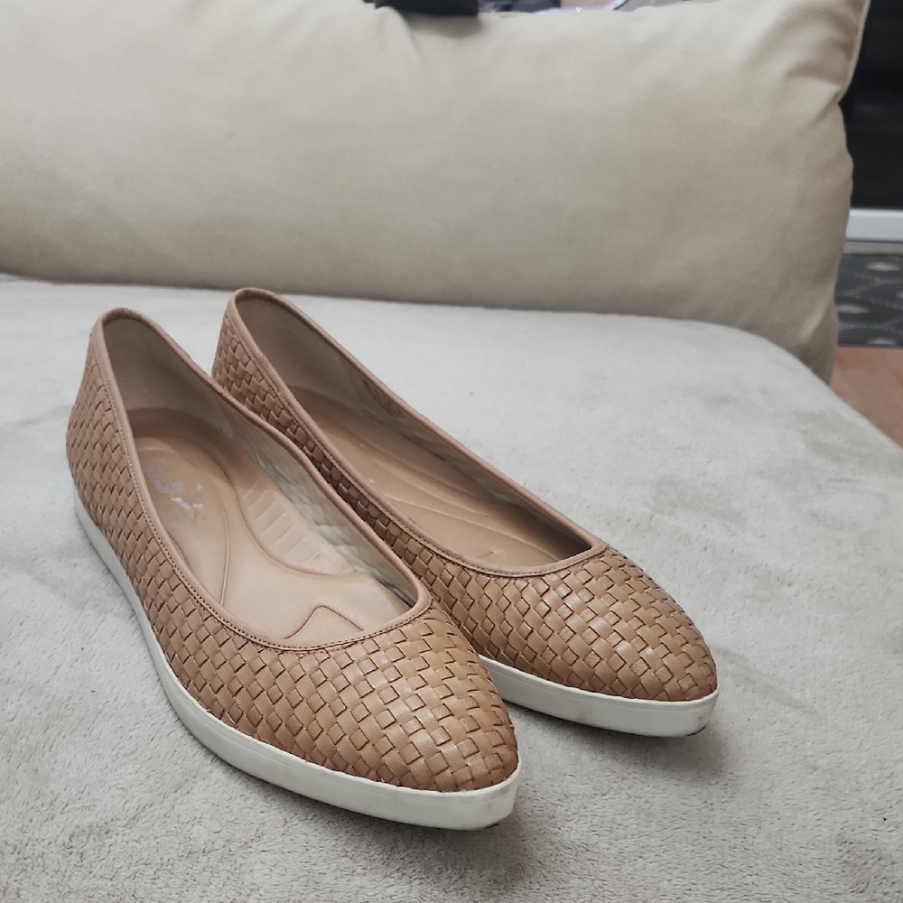 Dr. Scholl's Woven Tan Slip-On Ballet Flats